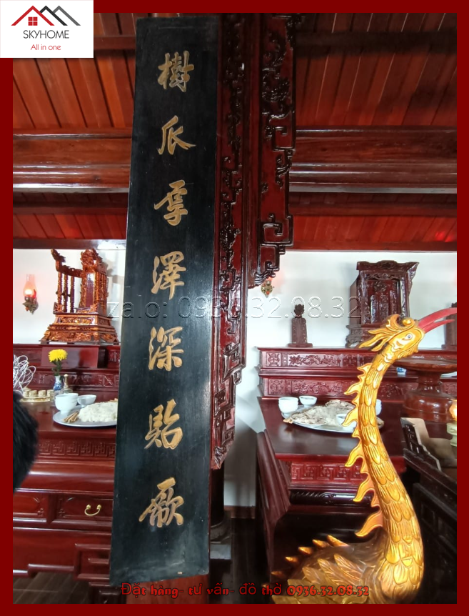 Câu đối thờ chữ Điện tảo vi thành- Thụ qua hậu trạch